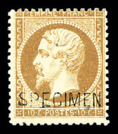 ** N°21c, 10c Bistre Surchargé 'SPÉCIMEN', Fraîcheur Postale, TTB (signé/certificat)... - 1862 Napoleone III