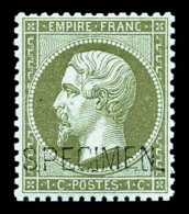 ** N°19f, 1c Vert-olive Surchargé 'SPECIMEN' Très Bon Centrage, SUP (certificat)     ... - 1862 Napoleone III