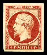 * N°18d, 1F Carmin, Impression De 1862, SUP (certificat)   Cote: 2400 Euros   Qualité: * - 1853-1860 Napoléon III.