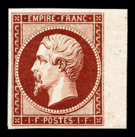 ** N°18d, 1F Carmin Impression De 1862, Bord De Feuille Latéral Droit, Fraîcheur Postale, SUP... - 1853-1860 Napoleone III