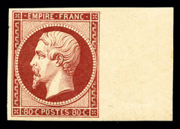 ** N°17Ah, 80c Carmin-rose, Impression De 1862, Bord De Feuille Latéral Droit (charnière Sur... - 1853-1860 Napoléon III.