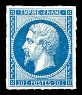 * N°14B, 20c Bleu Type II, TTB (certificat)   Cote: 525 Euros   Qualité: * - 1853-1860 Napoléon III.