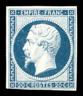 ** N°14Af, 20c Bleu Laiteux Type I, Marge Courte En Bas Mais Intacte, Frais, TB      Qualité: ** - 1853-1860 Napoleon III