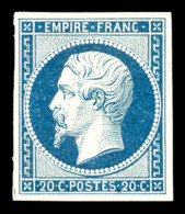 * N°14A, 20c Bleu Type I, Très Frais, TTB (certificat)   Cote: 425 Euros   Qualité: * - 1853-1860 Napoléon III