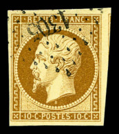O N°9, 10c Bistre-jaune, Obl PC '1303', Très Frais. SUP (certificat)   Cote: 750 Euros   Qualité:... - 1852 Louis-Napoleon