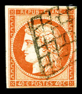 O N°5b, 40c Orange Foncé, Obl Grille, TB (signé Brun/certificat)   Cote: 650 Euros  ... - 1849-1850 Ceres