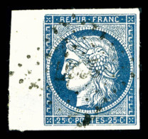 O N°4a, 25c Bleu-foncé Obl PC, Bord De Feuille, Pièce Choisie, SUP      Qualité: O - 1849-1850 Ceres