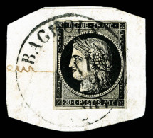 O N°3, 20c Noir Oblitération Cachet à Date Type 13 (Janvier) De Bagnols Sur Petit Fragment, TB Et... - 1849-1850 Cérès