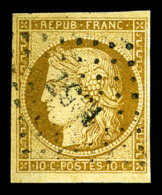 O N°1, 10c Bistre-jaune, Obl Légère. TB   Cote: 340 Euros   Qualité: O - 1849-1850 Ceres