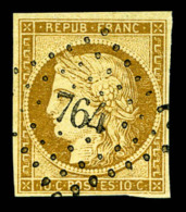 O N°1, 10c Bistre-jaune, Obl PC Légère. TB   Cote: 340 Euros   Qualité: O - 1849-1850 Ceres