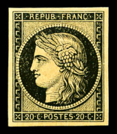 ** N°3, 20c Noir Sur Jaune, Fraîcheur Postale, SUP (certificat)      Qualité: ** - 1849-1850 Cérès