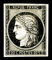 * N°3, 20c Noir Sur Jaune, TTB (signé Brun/certificat)   Cote: 600 Euros   Qualité: * - 1849-1850 Ceres