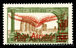 * Tunisie: N°1a, 30c Sur 35 Vert-olive Et Brun, Double Surcharge, TTB   Cote: 200 Euros   Qualité: * - Airmail