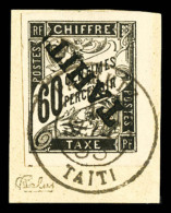 O Tahiti: N°11a, 60c Noir Surcharge Renversée Sur Son Support. SUP (signé Margues/certificat)  ... - Used Stamps