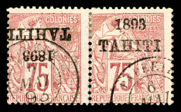 O Tahiti: N°29b, 75c Rose Surcharge Renversée Tenant à Normal   Cote: 460 Euros   Qualité:... - Used Stamps