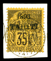 O Tahiti: N°28, 35c Violet-noir Sur Jaune Surchargé '1893 Tahiti' Sur Son Support. SUP. R. (signé... - Usati