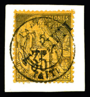 O Tahiti: N°16, 35c Violet-noir Sur Jaune Surchargé 'TAHITI' Sur Son Support. SUP. R. (signé... - Used Stamps