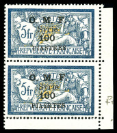 ** Syrie: N°43a, 'PIASRTES' Tenant à Normal* En Paire Coin De Feuille, Fraîcheur Postale (tirage... - Unused Stamps