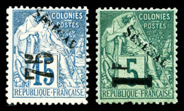 * Sénégal: N°6/7, 75 Sur 15c Bleu Et 1F Sur 5c Vert, Les 2 Exemplaires TB (certificat)   Cote:... - Unused Stamps