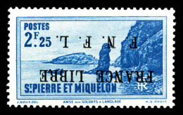 ** Saint Pierre Et Miquelon: N°269A, 2f 25 Bleu, Surcharge 'FRANCE LIBRE' Renversée, Fraîcheur... - Unused Stamps