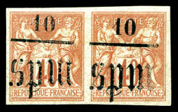 * Saint Pierre Et Miquelon: N°6/6c, 1 Ex 'm' Renversé Tenant à Normal En Paire. TTB   Cote: 400... - Unused Stamps