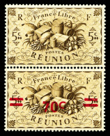 ** Réunion: N°254a, 70c Sur 5c Sépia, Surchargé Tenant à Non Surchargé. SUP... - Unused Stamps