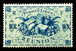 ** Réunion: N°234a, 10c Bleu, Double Impression De La Valeur. SUP   Cote: 264 Euros   Qualité: ** - Ongebruikt