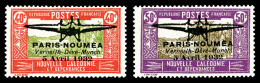 * Nouvelle Calédonie: N°1/2, 40c Rouge Et Olive Et 50c Lilas Et Sépia, La Paire TB (certificat)  ... - Unused Stamps