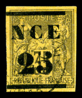 O Nouvelle Calédonie: N°4, 25 S.35c Violet-noir Sur Jaune, TTB (signé Scheller)   Cote: 370 Euros... - Used Stamps