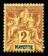 ** Mayotte: N°2a, MAYOTTE Double, Fraîcheur Postale, SUP (signé Brun/certificat)   Cote: 1160... - Unused Stamps