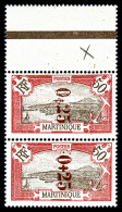 ** Martinique: N°109a, 25c Sur 50c Rouge: Fleuron Plus Haut (case 7, Tirage 20 Exemplaires) Tenant à... - Unused Stamps