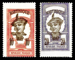 * Martinique: N°65/67, 10c Rose Et 20c Violet, Centre Déplacé Sur Les 2 Exemplaires.   Cote: 225... - Ungebraucht