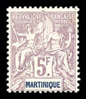 * Martinique: N°49/51, Série De 1899: 50c Bistre, 2F Violet Et 5F Lilas, Les 3 Valeurs TB   Cote: 260... - Ungebraucht