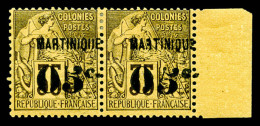 * Martinique: N°13c, 05c Sur 35c, Chiffre 5 Penché Tenant à Normal, TTB (signé Brun)  ... - Unused Stamps