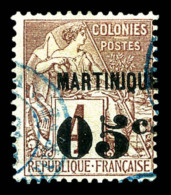 O Martinique: N°9, 05c Sur 4c Brun, SUP (signé Brun/certificat)   Cote: 1700 Euros   Qualité: O - Used Stamps