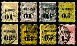 O Martinique: N°7/18, Série Complète (sf N°9), Les 8 Valeurs TTB   Cote: 373 Euros  ... - Unused Stamps