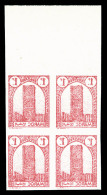 ** Maroc Bureaux Français: N°211, 1F Rouge-carmin, Impression Recto-verso Non Dentelé En Bloc De... - Unused Stamps