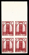 ** Maroc Bureaux Français: N°211, 1F Rouge-carmin Non Dentelé, Double Impression En Bloc De... - Unused Stamps