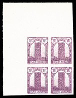 ** Maroc Bureaux Français: N°209, 70c Lilas, Impression Recto-verso Non Dentelé En Bloc De Quatre... - Unused Stamps