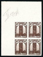** Maroc Bureaux Français: N°208, 60c Brun-lilas Non Dentelé: Double Impression En Bloc De Quatre... - Unused Stamps