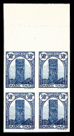 ** Maroc Bureaux Français: N°205, 30c Bleu Non Dentelé: Double Impression En Bloc De Quatre Haut... - Unused Stamps
