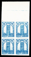 ** Maroc Bureaux Français: N°205, 30c Bleu Non Dentelé, Impression Recto Verso En Bloc De Quatre... - Unused Stamps