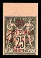 * Maroc Bureaux Français: N°5cb, 25c Noir Sur Rose Non Dentelé: Double Surcharge Dont Une... - Unused Stamps