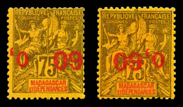 * Madagascar: N°122a, 60c Sur 75c: 1 Ex Surcharge Renversée + 1 Ex Renversée Et à Cheval,... - Unused Stamps