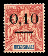 * Madagascar: N°60, Timbre De Diego Suarez Surchargé: 0,10 Sur 50c Gros Zéros, Tirage 75... - Unused Stamps