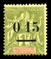 * Madagascar: N°55b, 0 15 Sur 1f Sans Virgule. TB   Cote: 280 Euros   Qualité: * - Unused Stamps