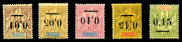 * Madagascar: N°51a/55a, Série Complète Surcharge Type I Renversée, Les 5 Valeurs TB  ... - Unused Stamps