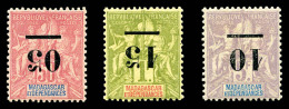 * Madagascar: N°48a/50a, Les Trois Valeurs Surcharges Renversées. SUP (certificat)   Cote: 460 Euros  ... - Unused Stamps