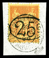 O Madagascar: N°27, 25c Sur 40c Rouge-orange Sur Son Support. TB (signé Calves/certificat)   Cote: 1100... - Used Stamps