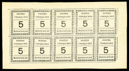 (*) Madagascar: N°8a, 5c Noir Sur Vert En Feuillet Complet De 10 Timbres, Très Jolie Pièce, SUP... - Ungebraucht